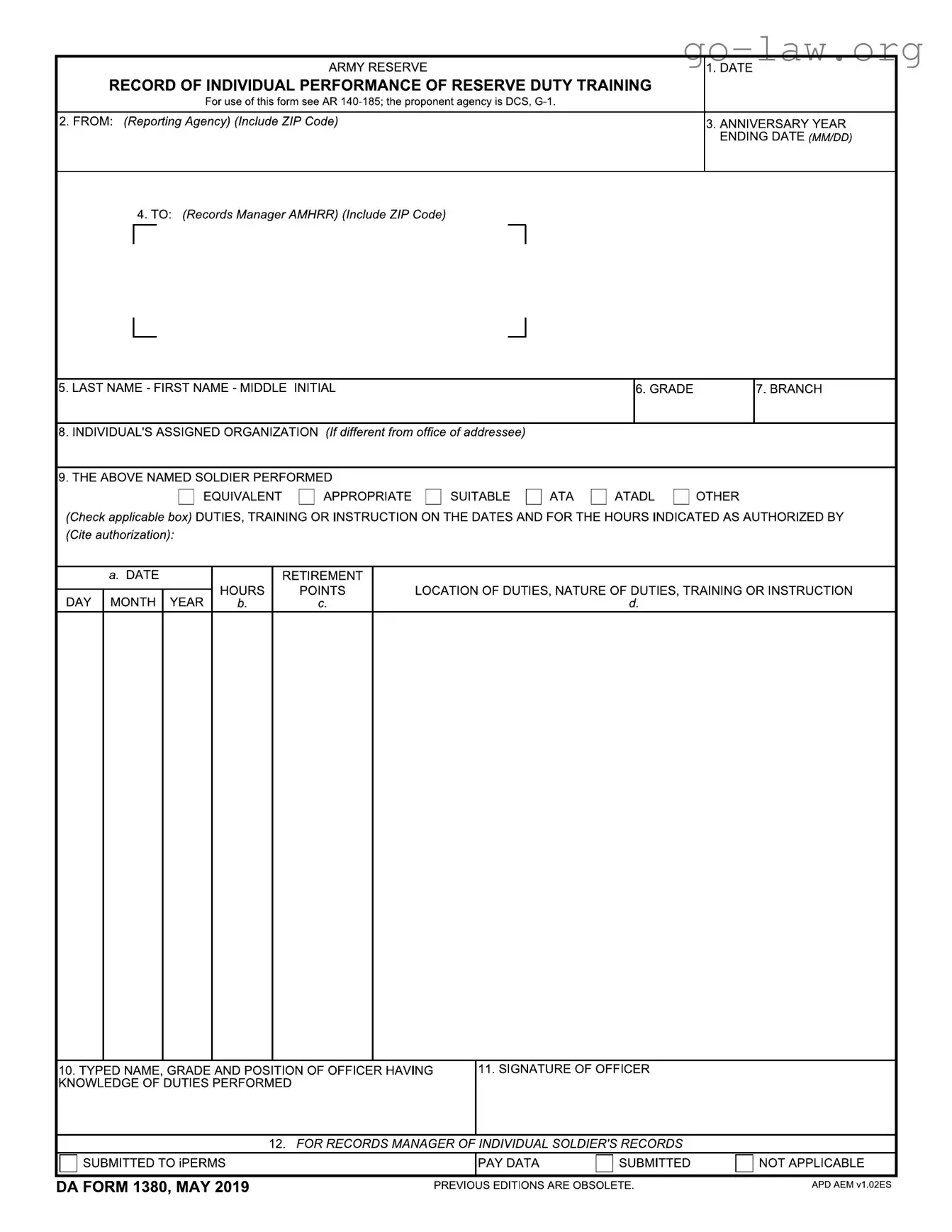 Download Da 1380 Form in PDF