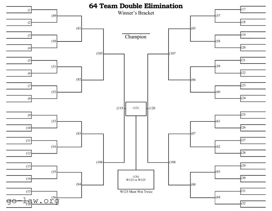 Download 64 Team Double Elimination Bracket Form in PDF