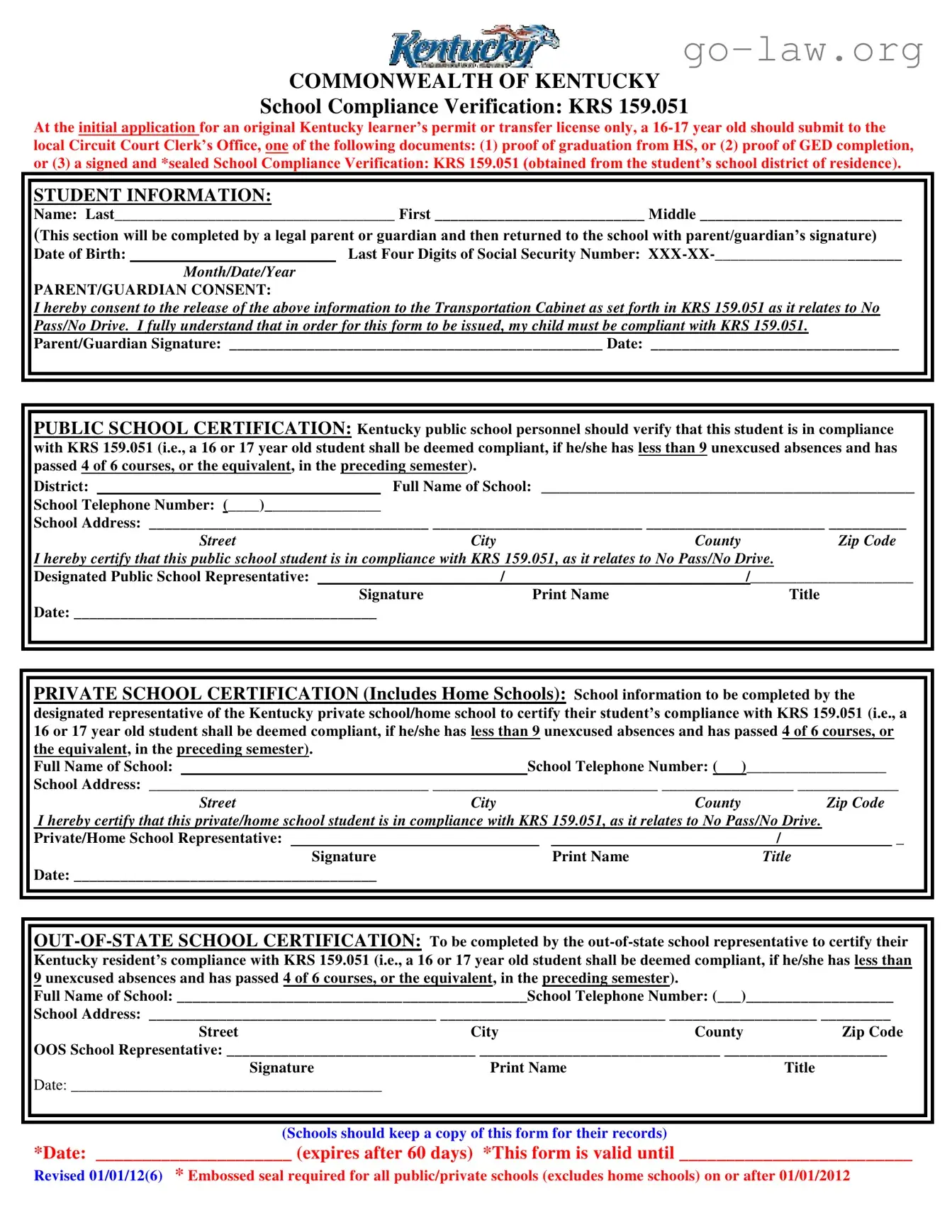 Download School Compliance Verification Form in PDF