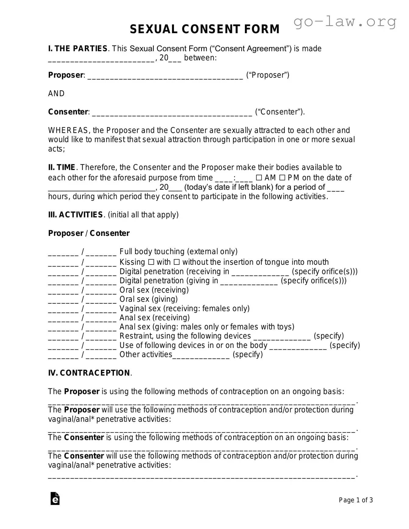 Download Sex Contract Form in PDF