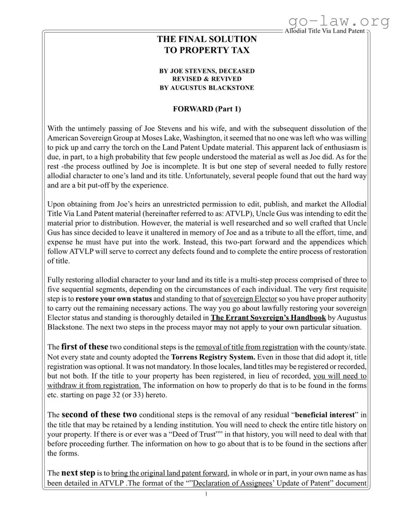 Download Allodial Title Form in PDF