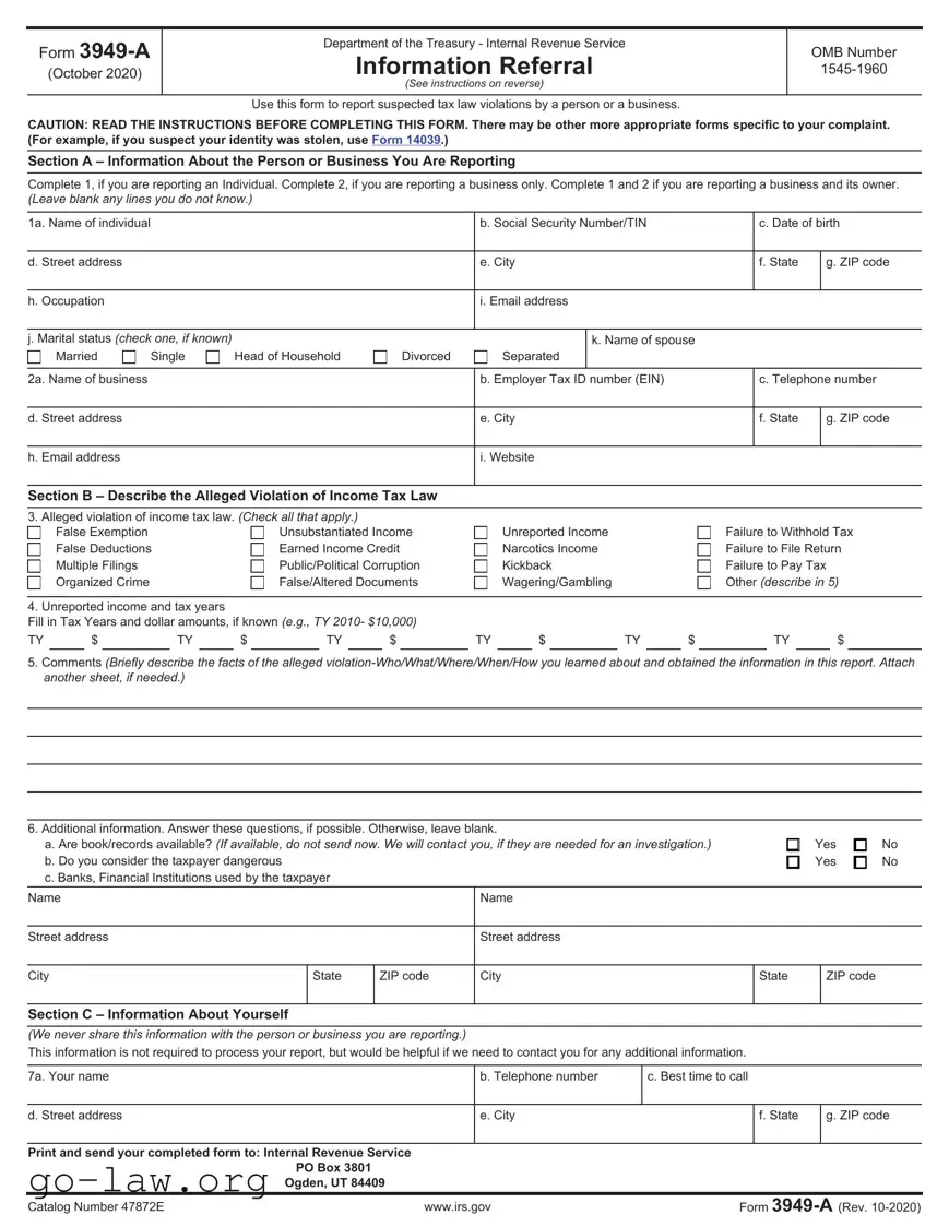 Download IRS 3949-A Form in PDF