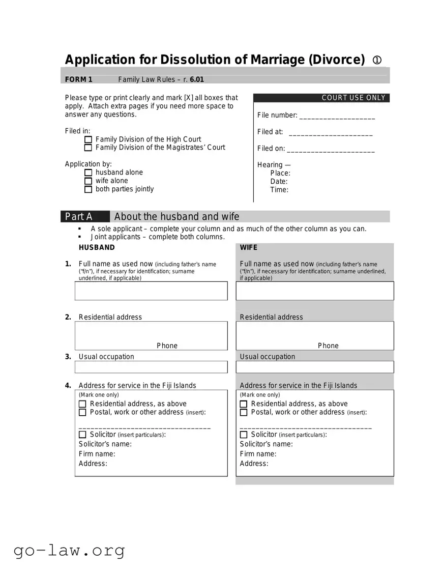 Download Application For Divorce Form in PDF