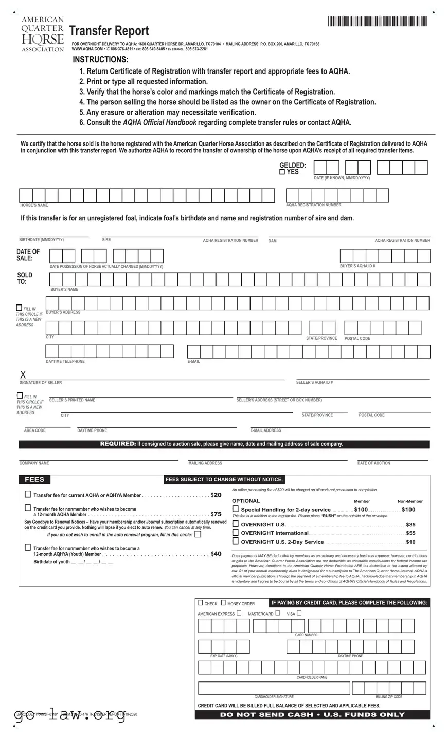 Download AQHA transfer form Form in PDF