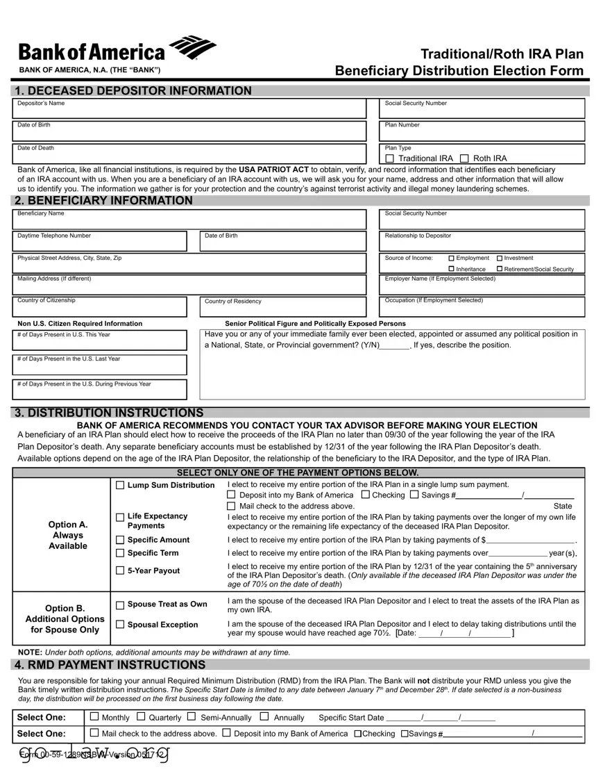 Download Bank Of America Beneficiary Form in PDF