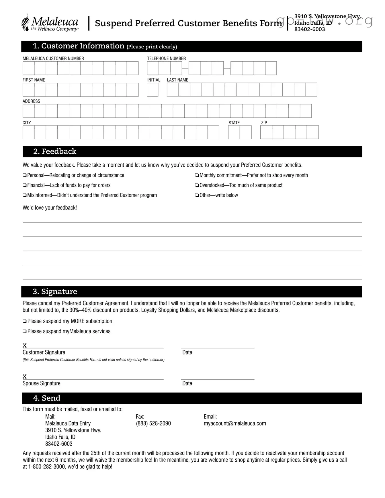 Download Melaleuca Cancellation Form in PDF