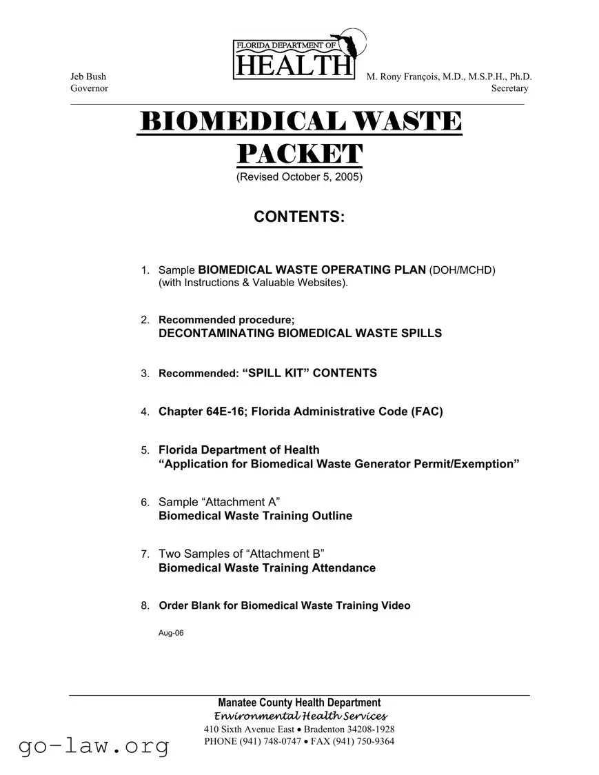 Download Biomedical Waste Operating Plan Form in PDF