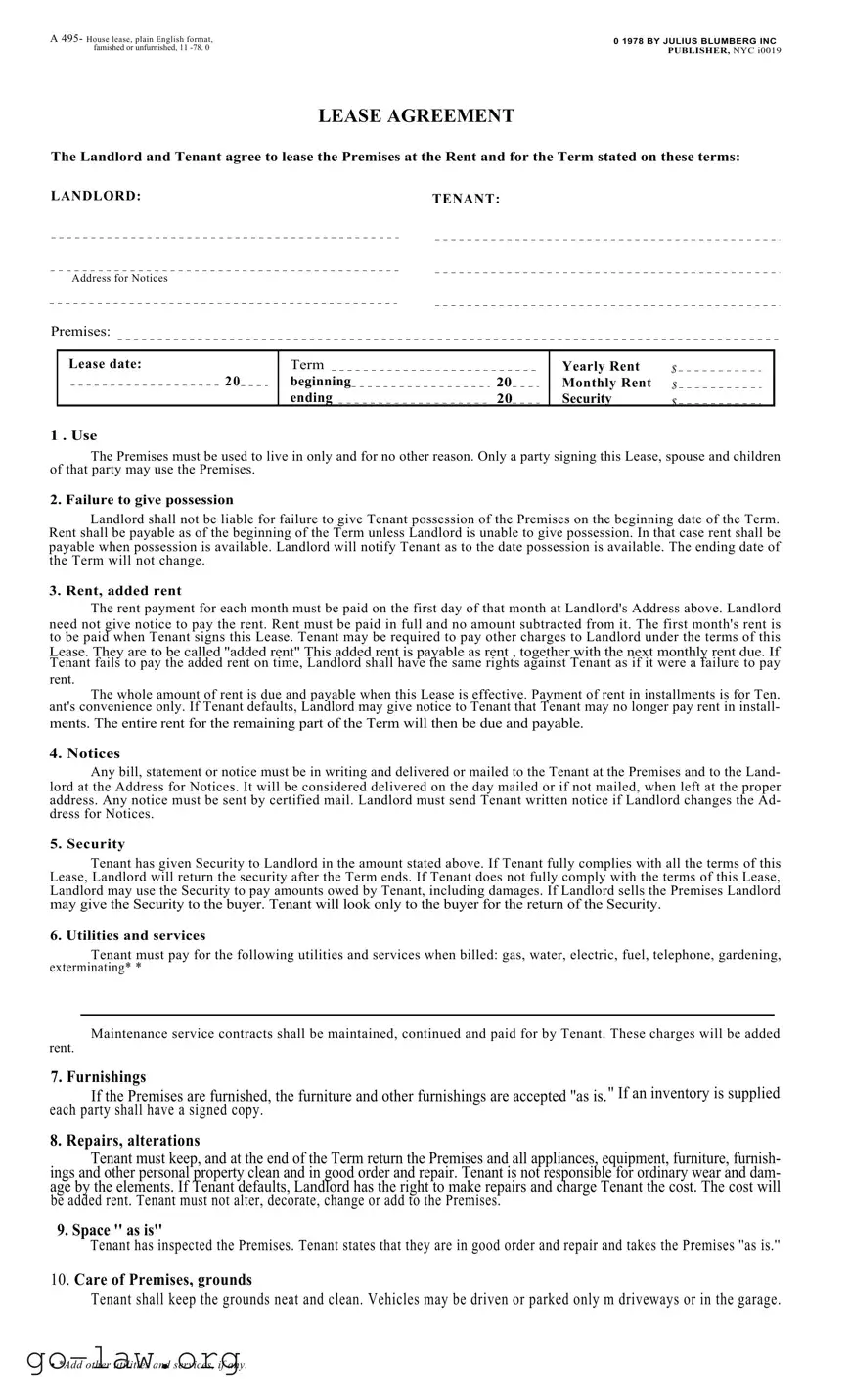 Download Blumberg Lease Agreement Form in PDF