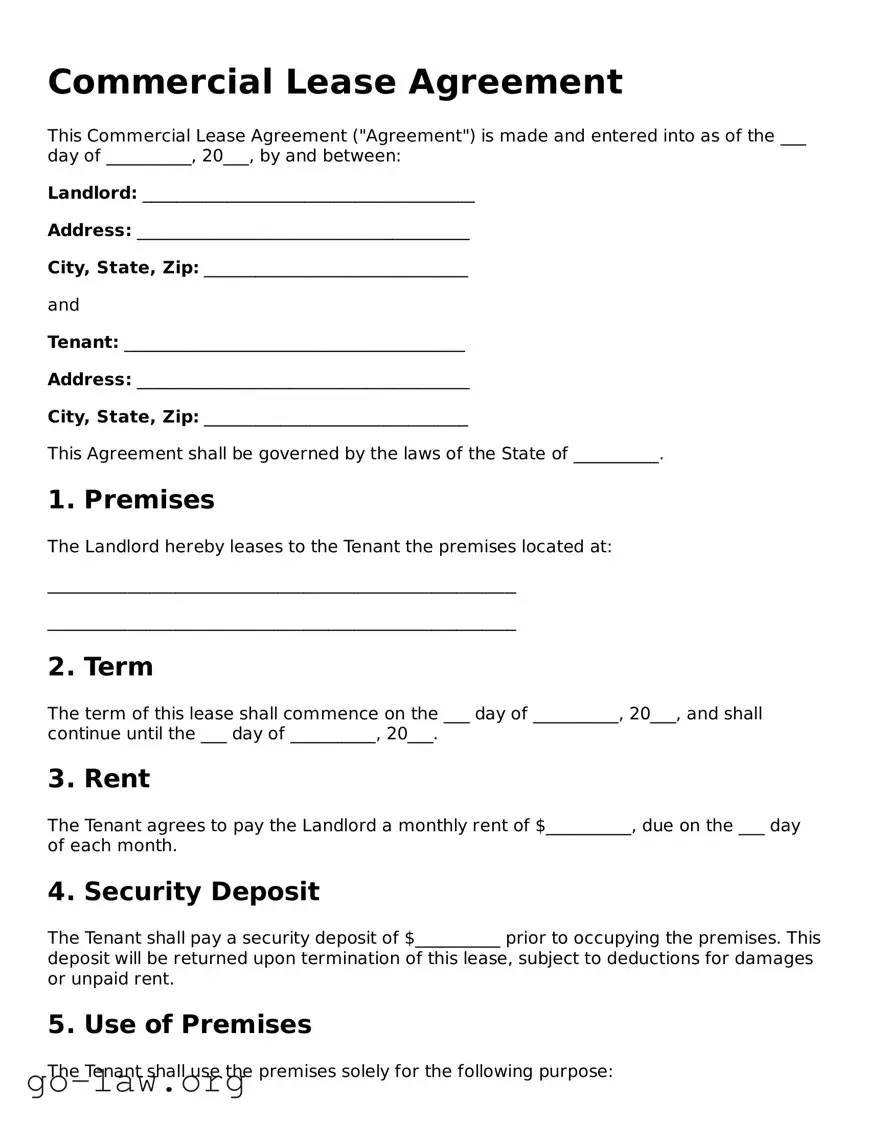 Blank Commercial Lease Agreement Template