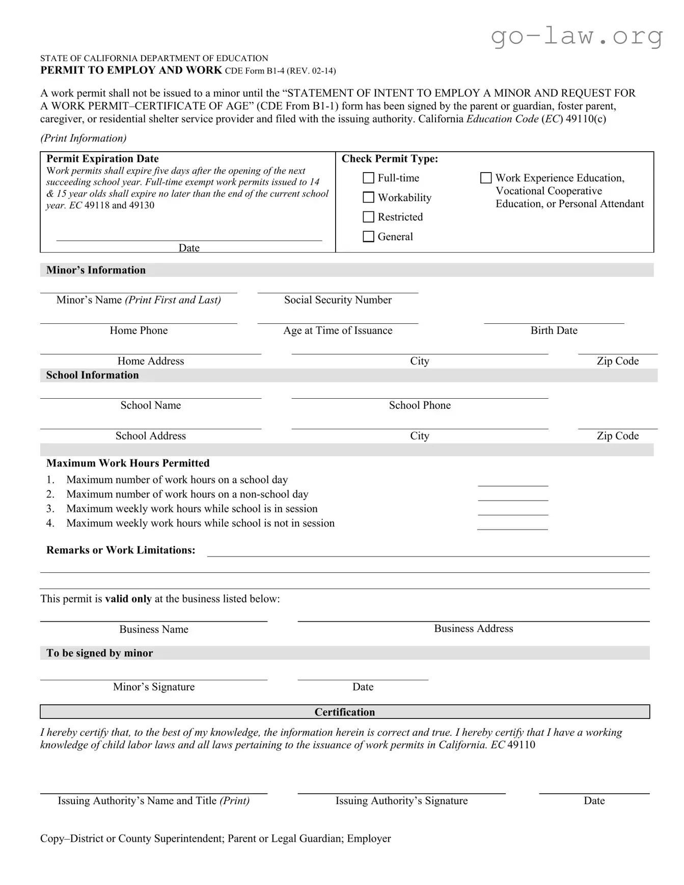 Download Cde B1 4 Form in PDF