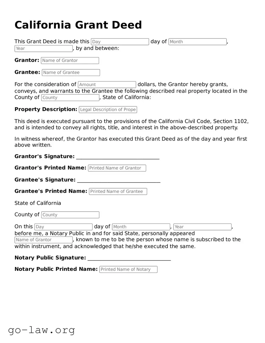 Fillable California Deed Form