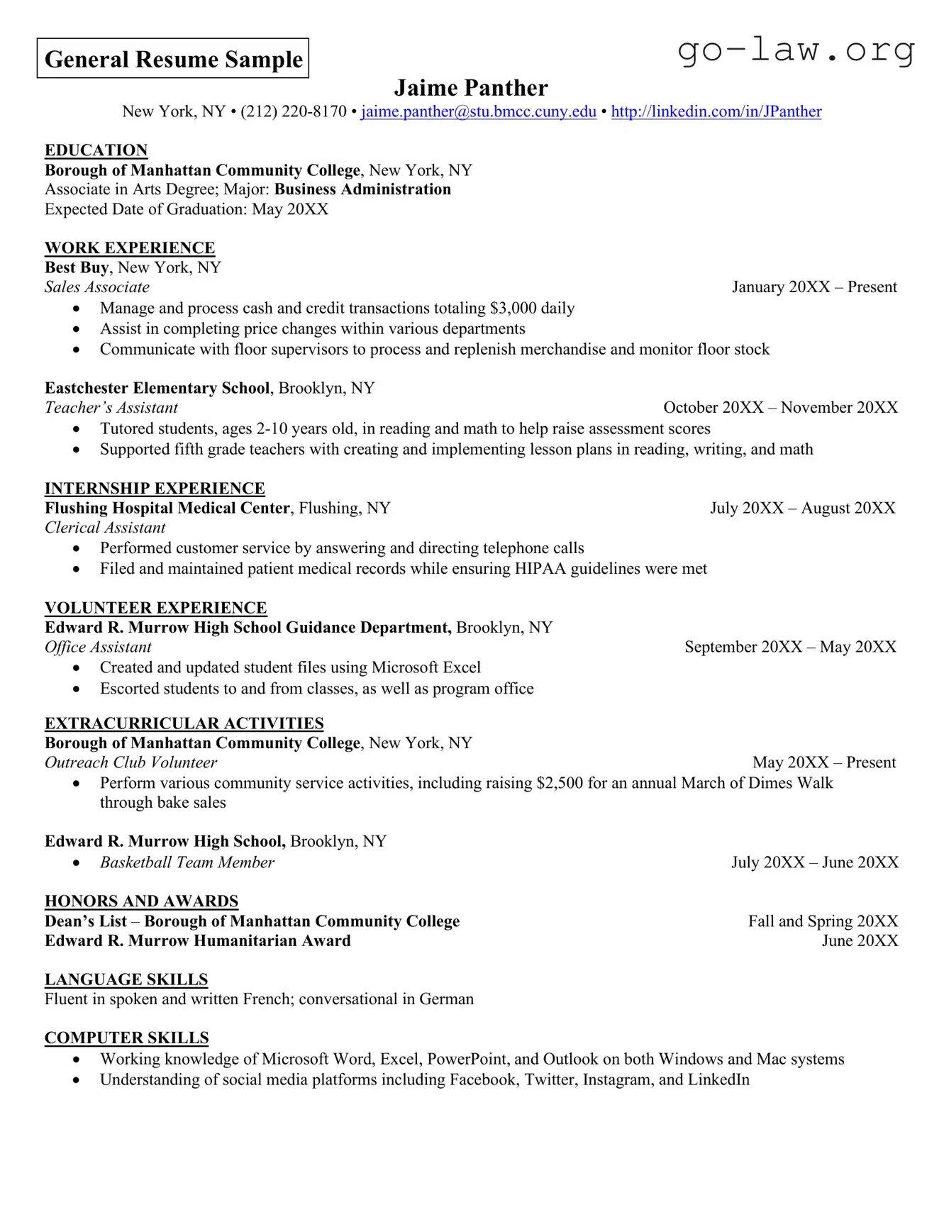 Download Resume Form in PDF