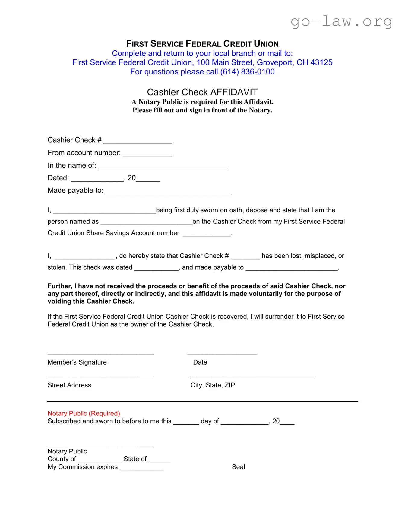 Download Cashiers Check Pdf Form in PDF