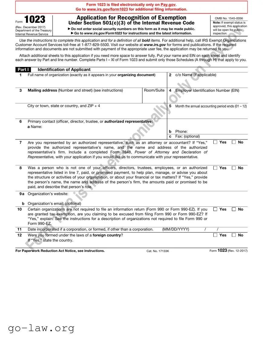 Download IRS 1023 Form in PDF