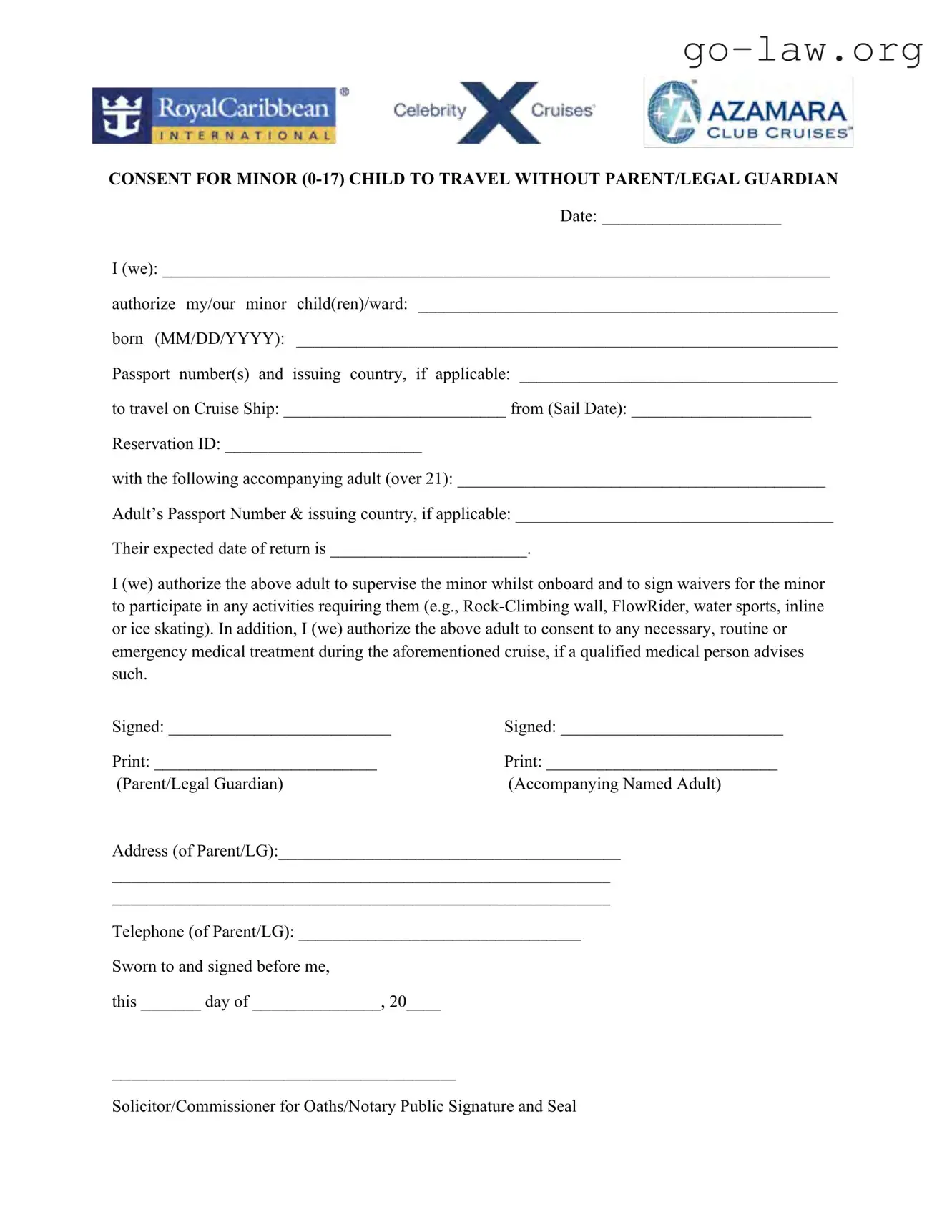 Download Royal Caribbean Parental Consent Form in PDF
