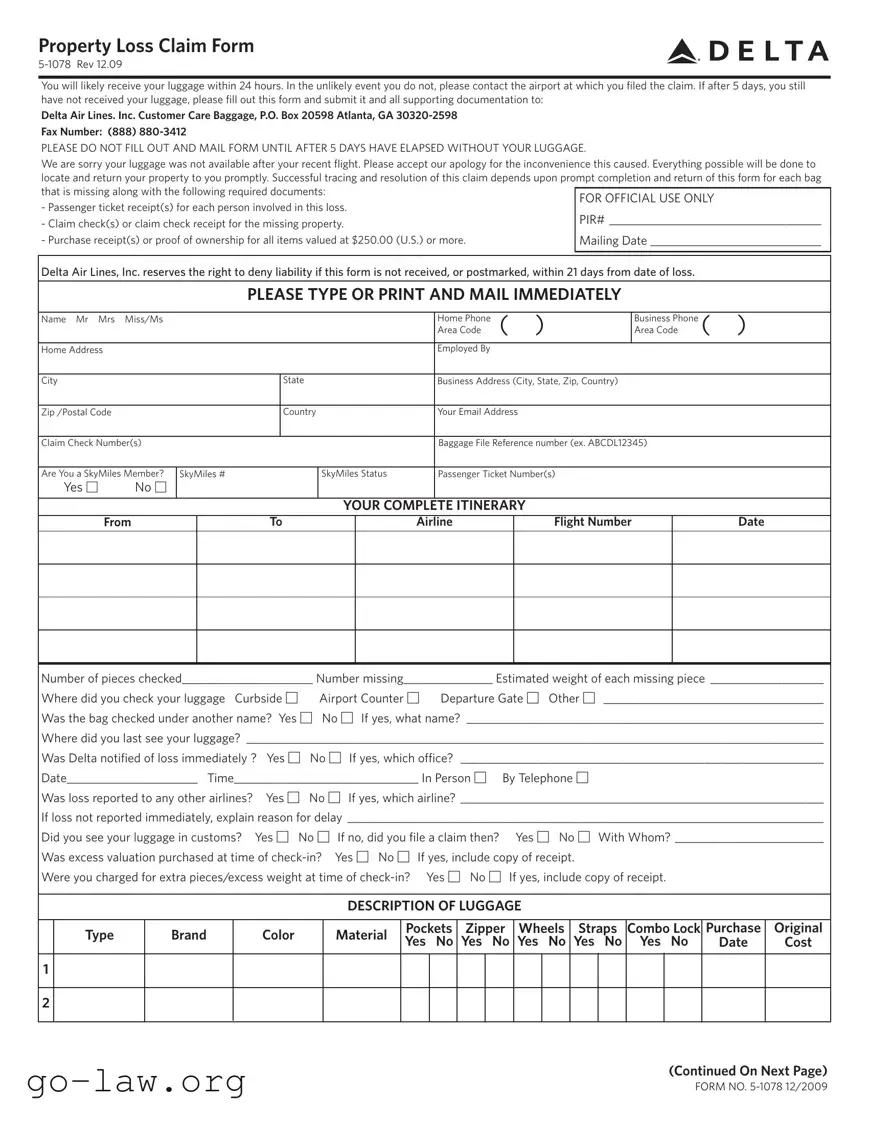 Download Delta Property Form in PDF