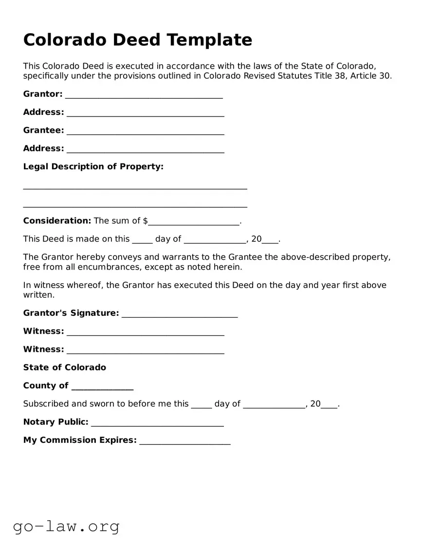 Fillable Colorado Deed Form