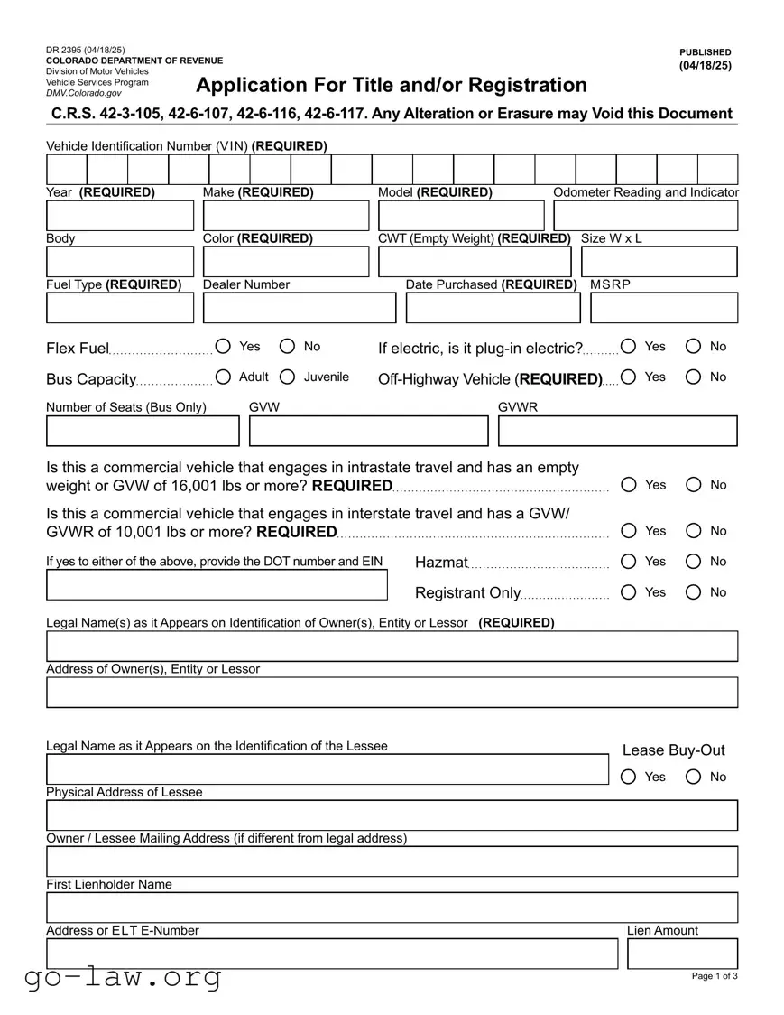 Download Colorado Dr 2395 Form in PDF