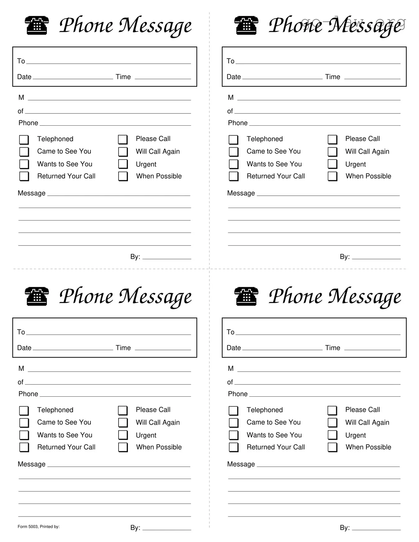 Download Phone Message Slips Form in PDF