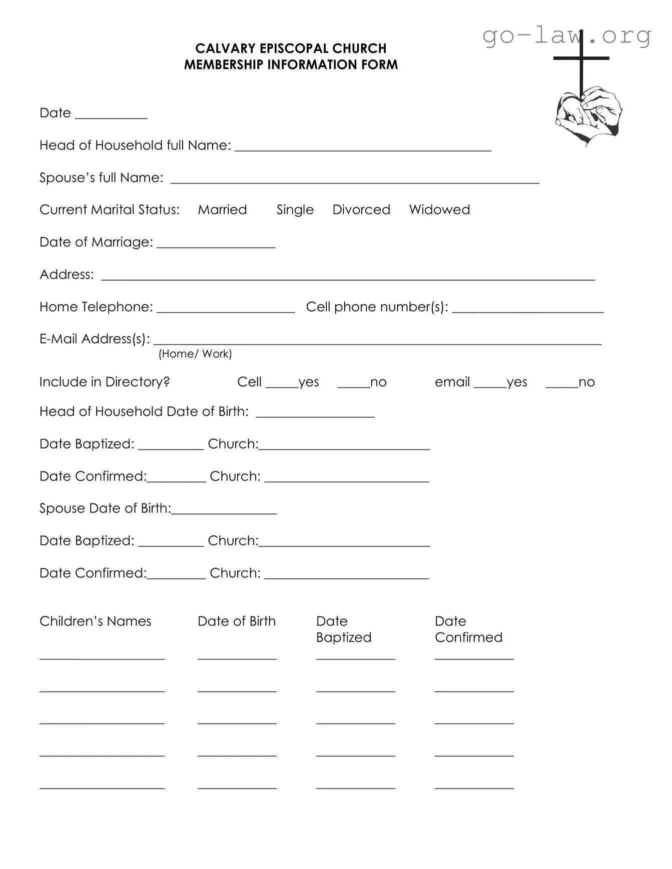 Download Church Member Information Sheet Form in PDF