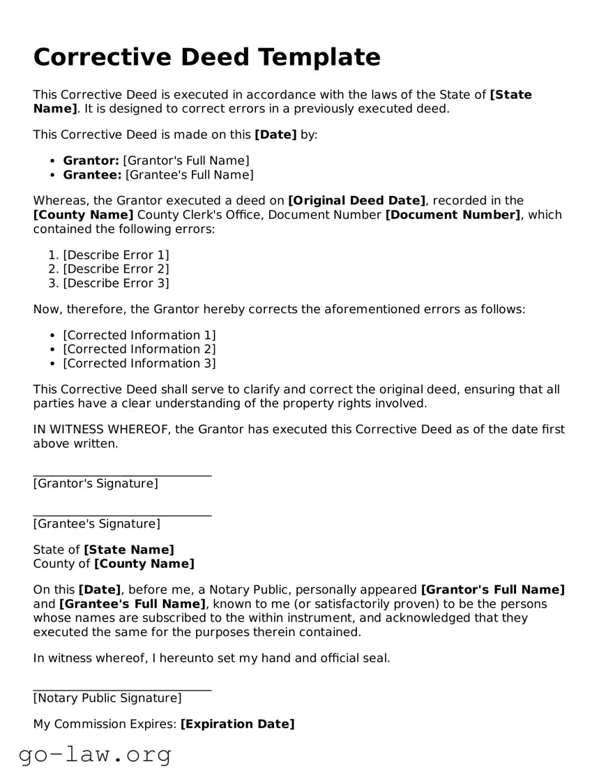 Blank Corrective Deed Template