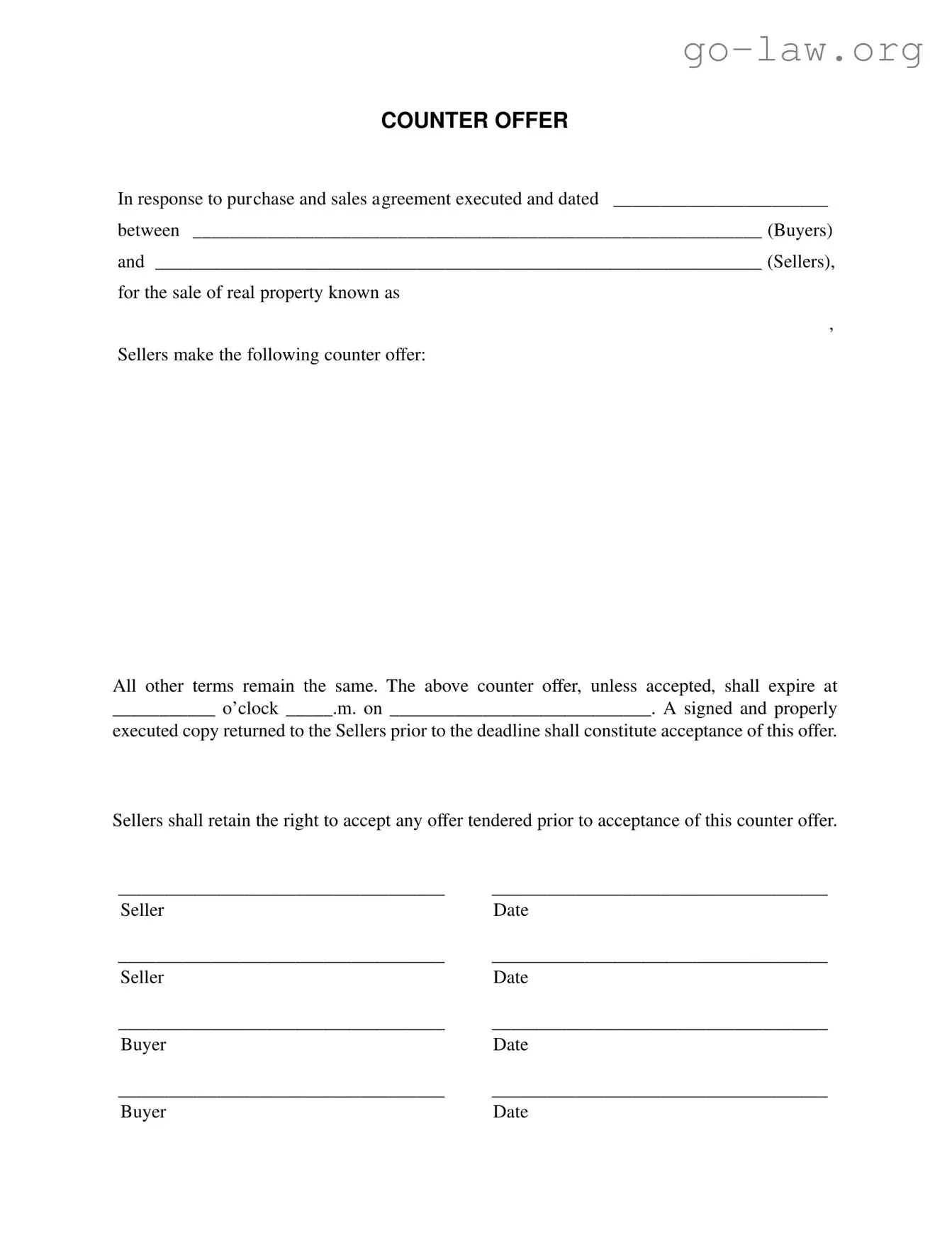 Download Counter Offer Form in PDF