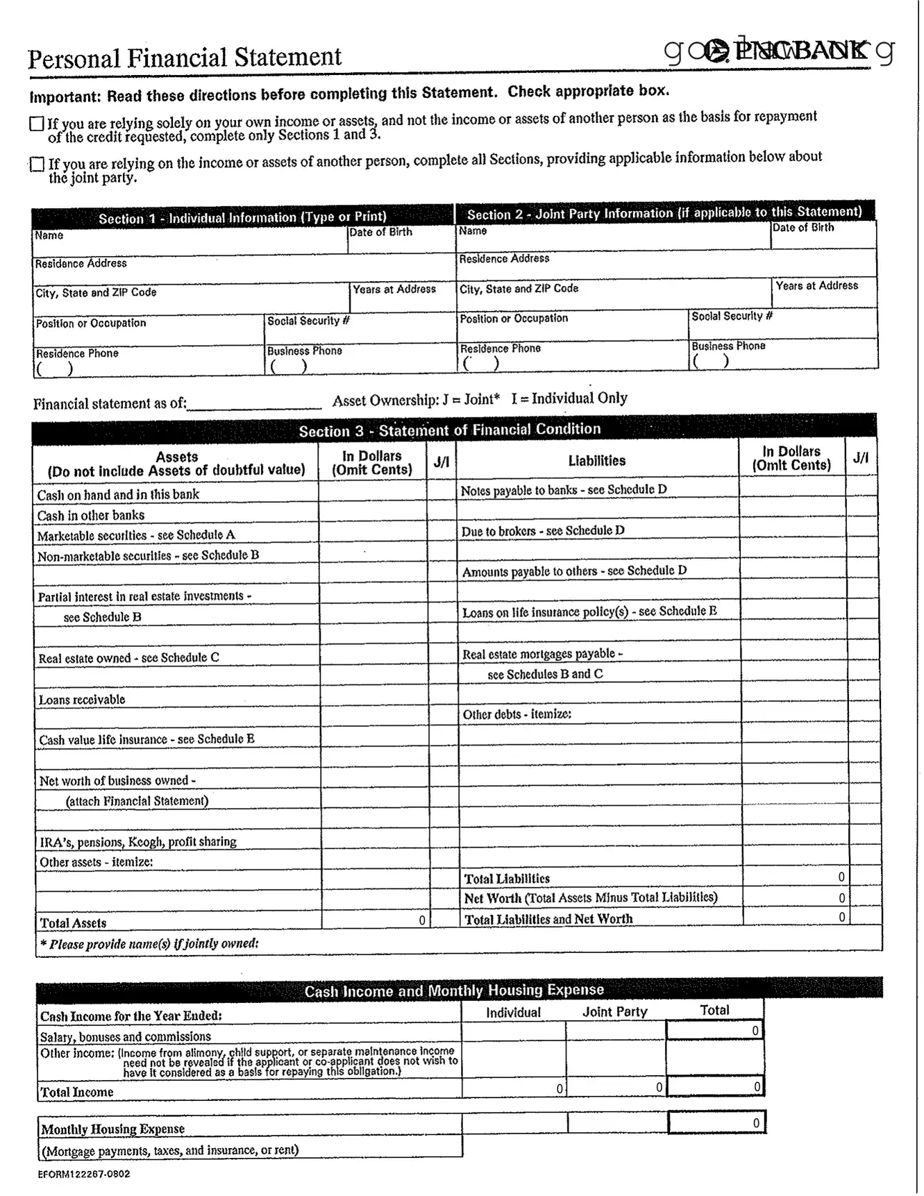 Download Pnc Bank Statement Form in PDF