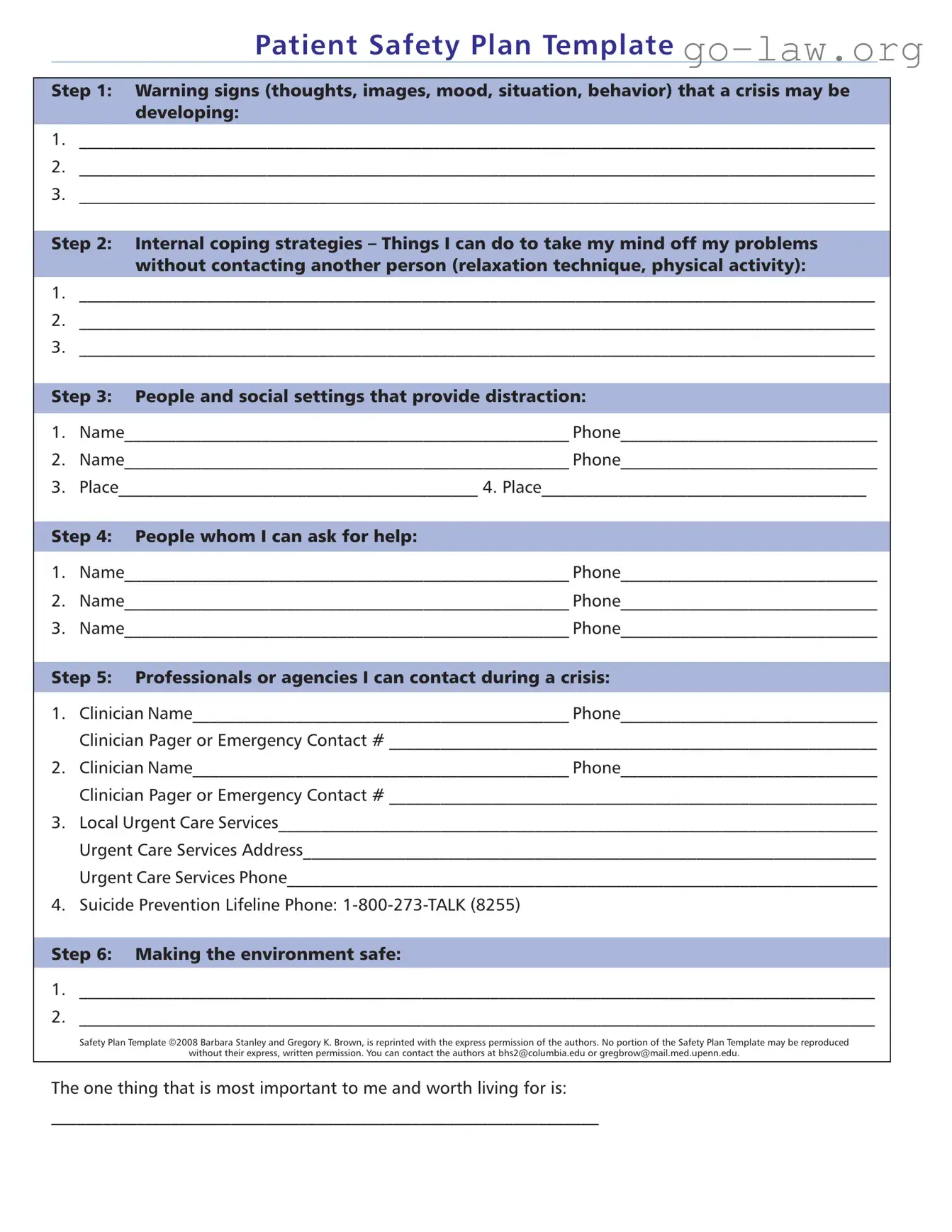 Download Safety Plan Form in PDF