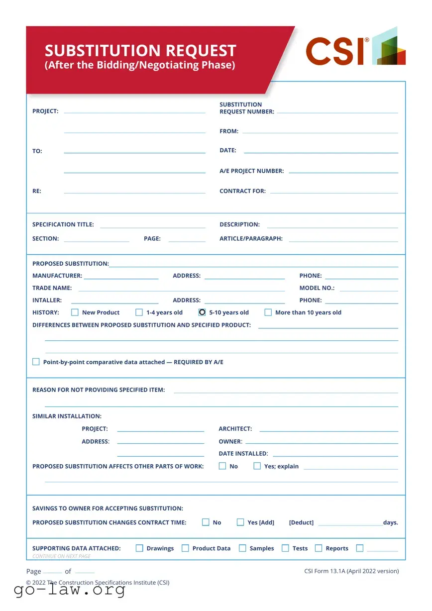 Download Csi 13 1A Form in PDF