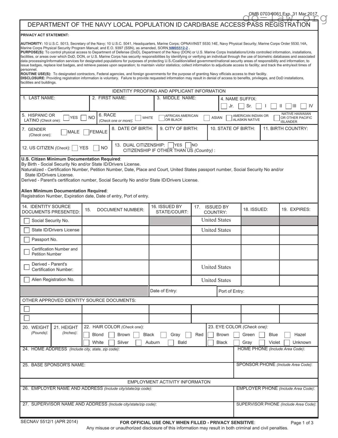 Download Secnav 5512 1 Form in PDF