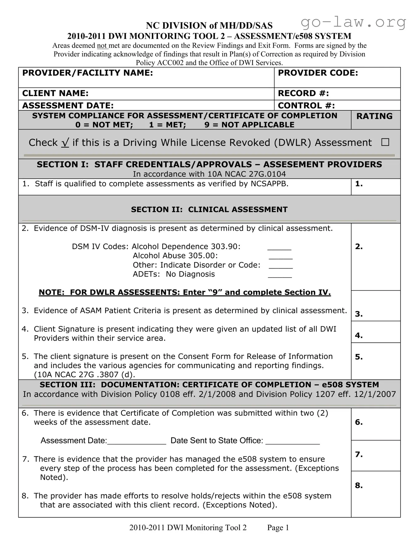 Download 508 From Nc Dwi Services Form in PDF