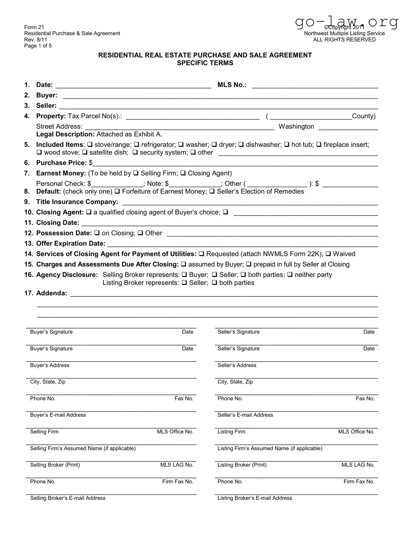 Download Nwmls 21 Form in PDF