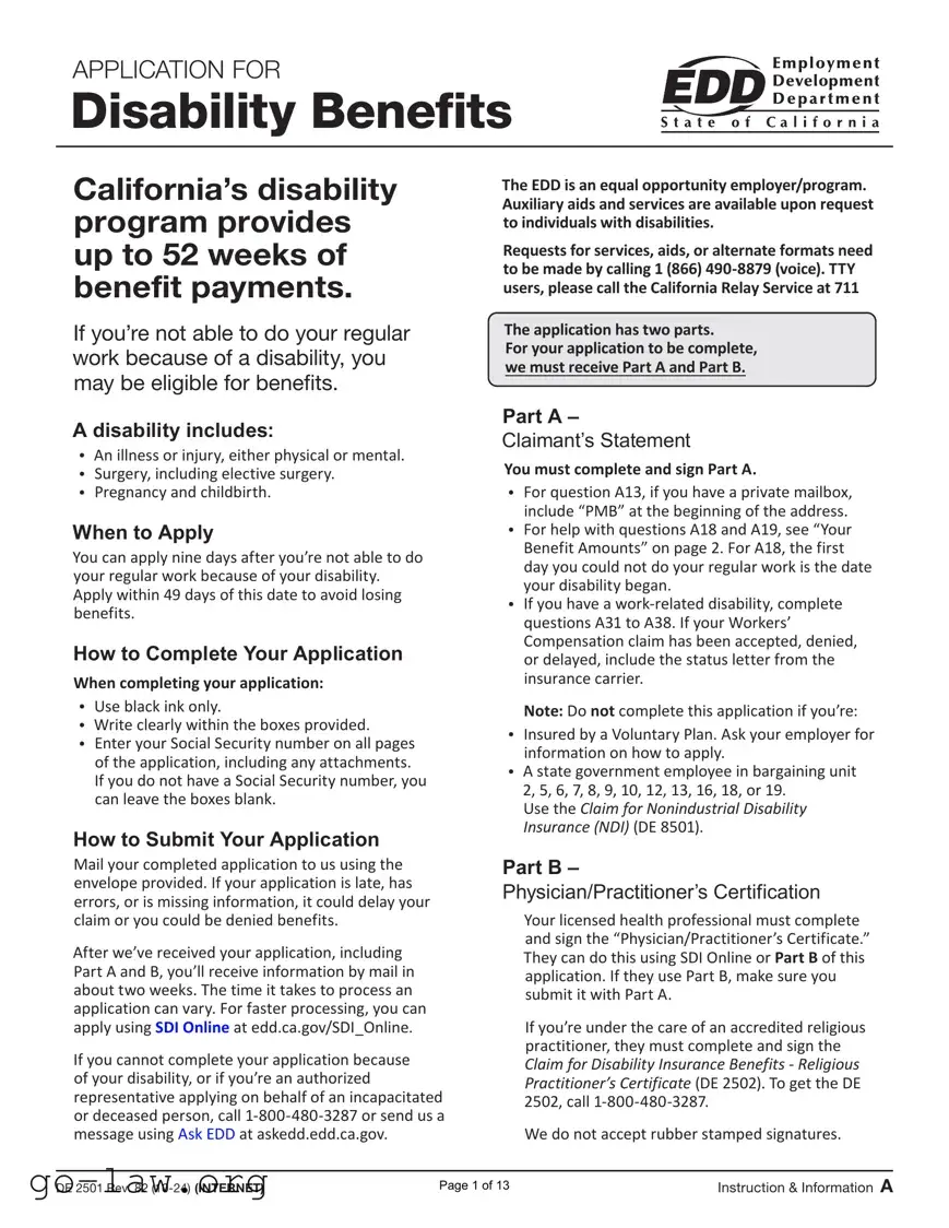Download EDD DE 2501 Form in PDF