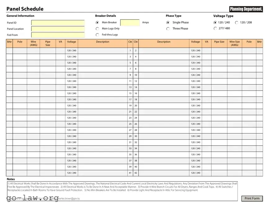 Download Electrical Panel Schedule Form in PDF