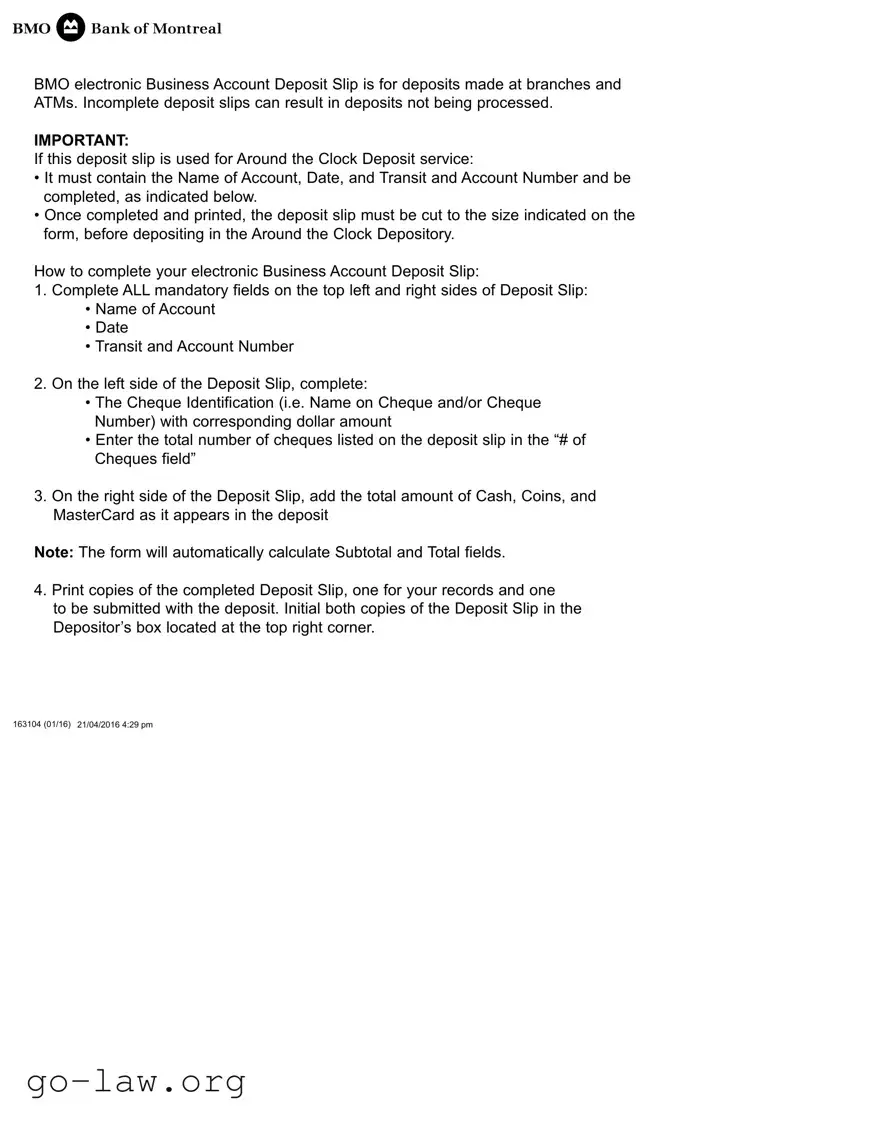 Download Bmo Deposit Form in PDF