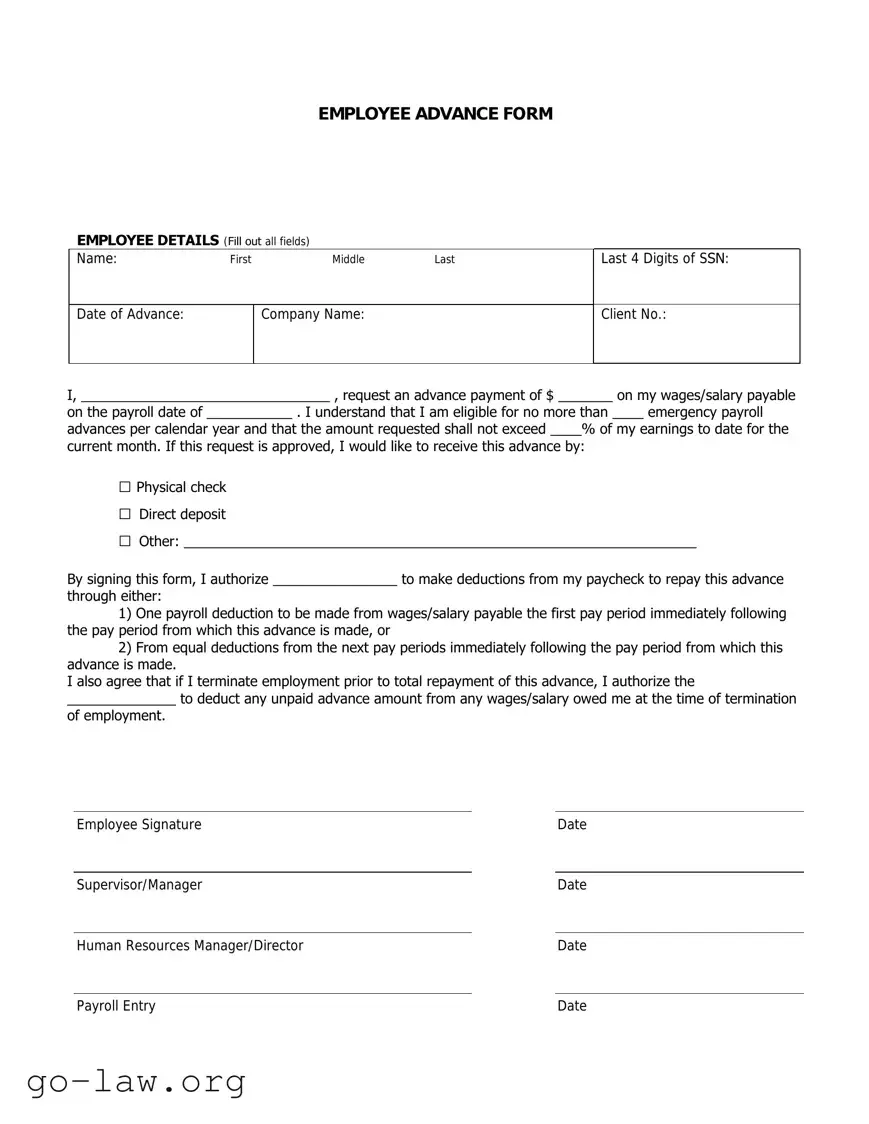 Download Employee Advance Form in PDF