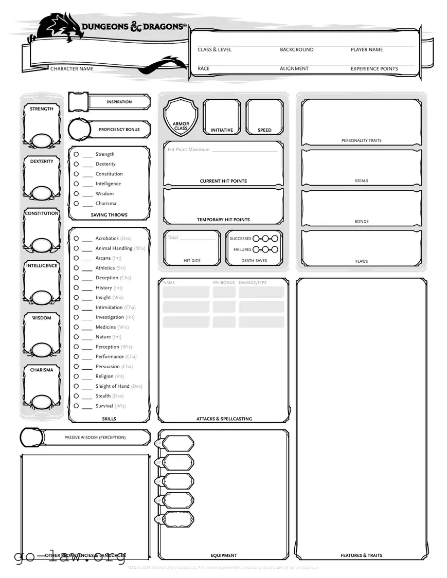 Download Dnd Character Sheet Form in PDF