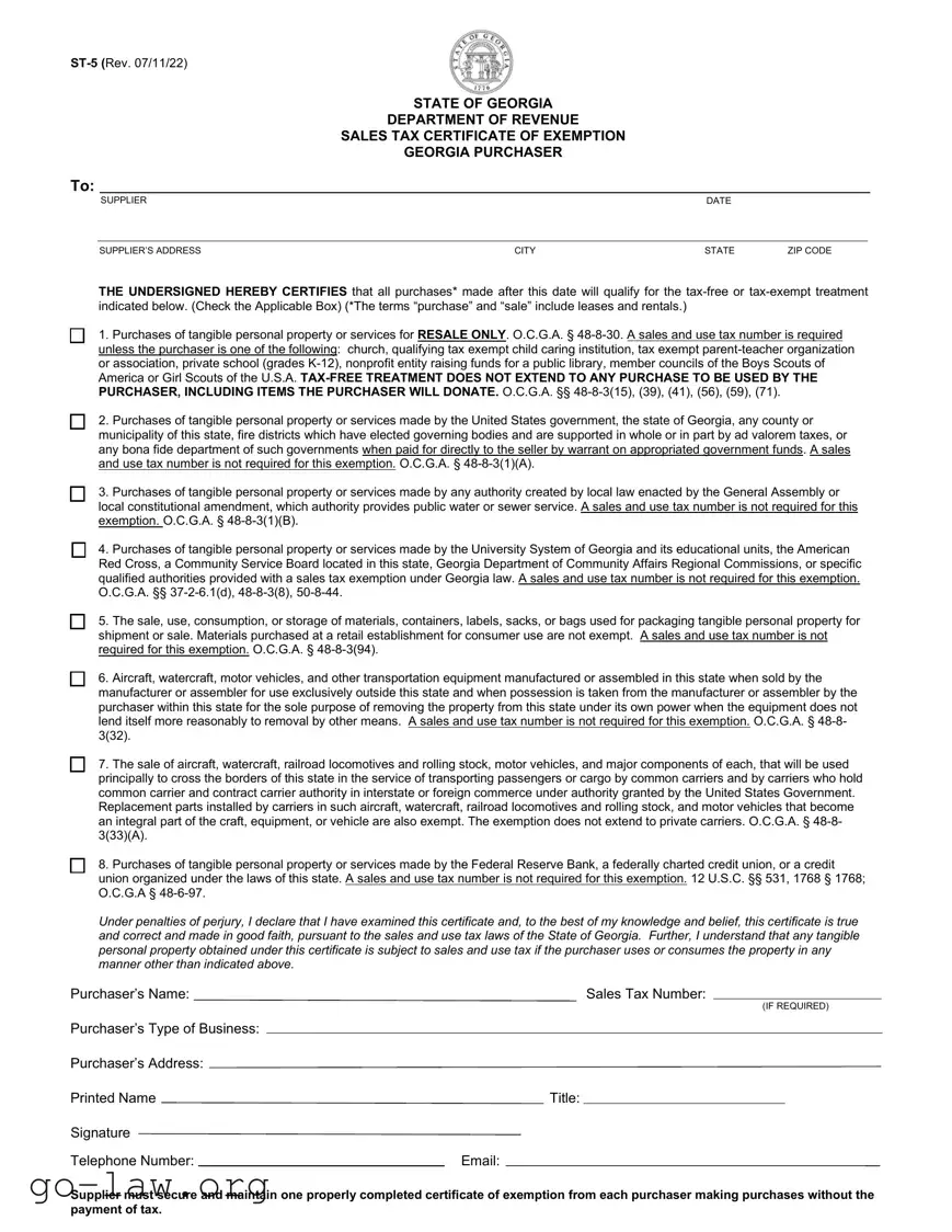 Download Georgia St 5 Form in PDF