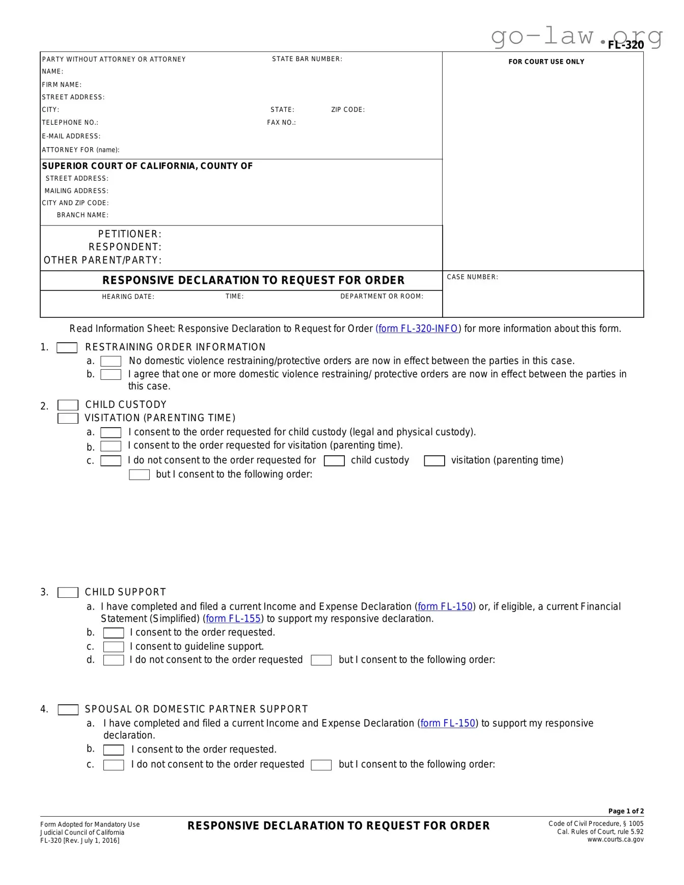 Download Fl 320 Form in PDF