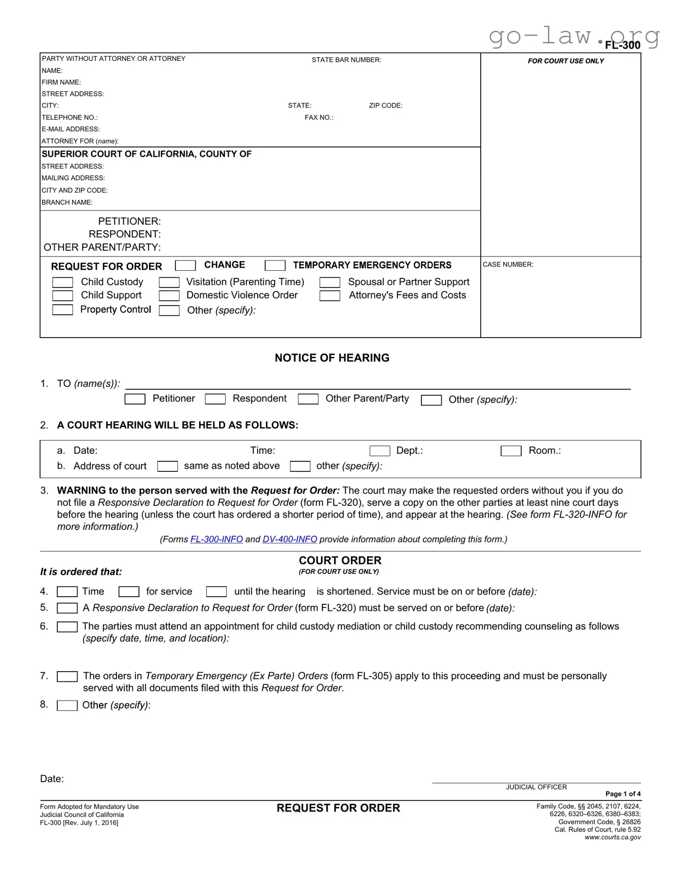 Download Fl 300 Form in PDF