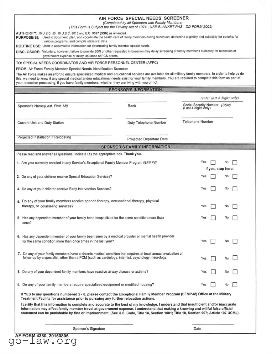 Download Af 4380 Form in PDF