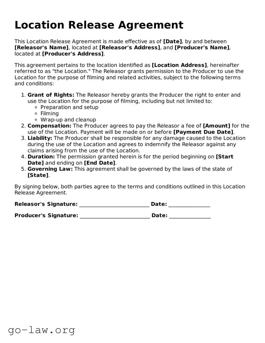 Blank Location Release Template