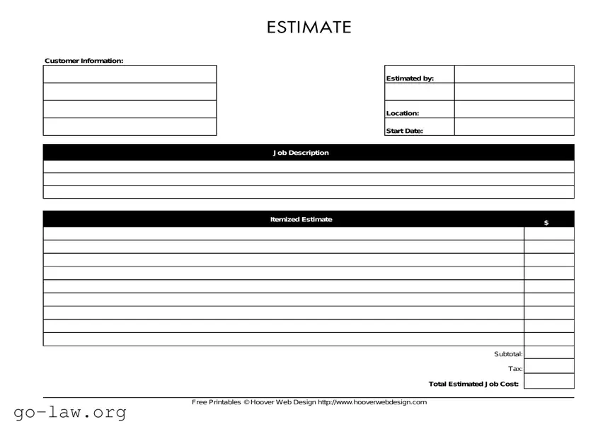 Download Estimate Form in PDF