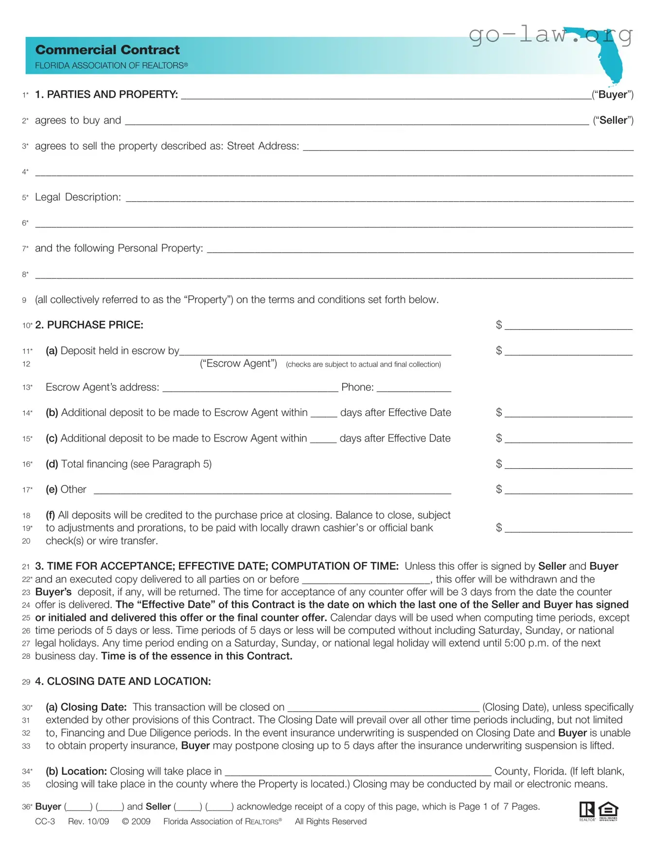 Download Florida Commercial Contract Form in PDF