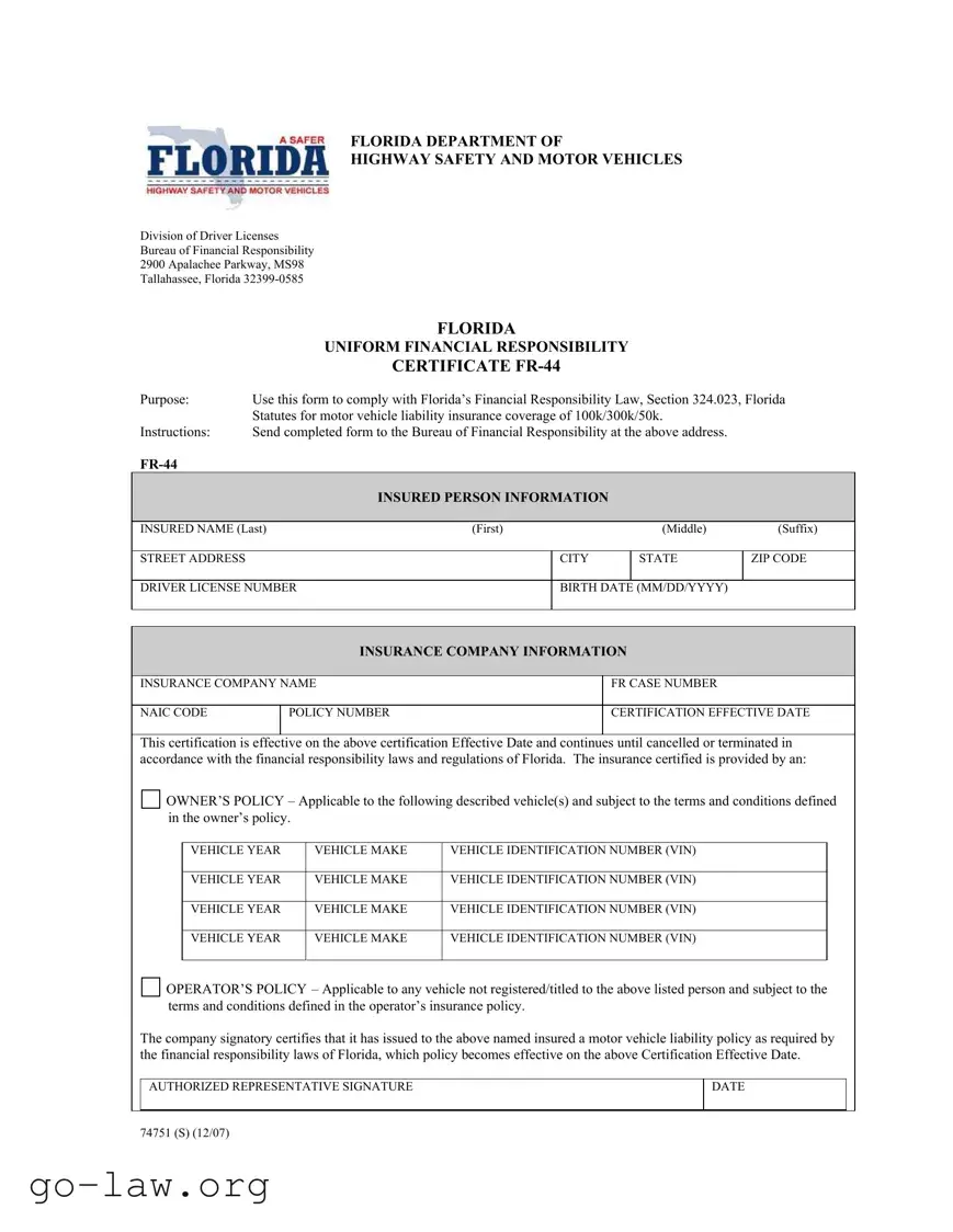 Download Fr44 Florida Form in PDF