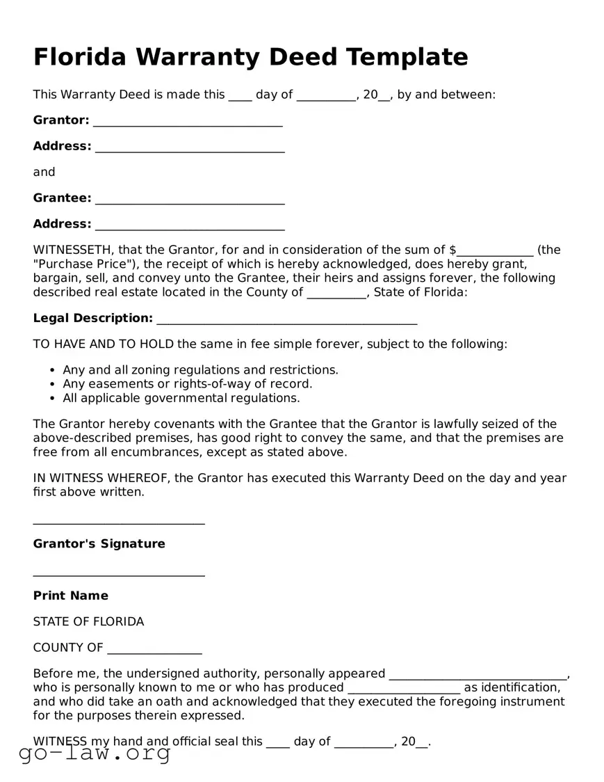 Fillable Florida Deed Form