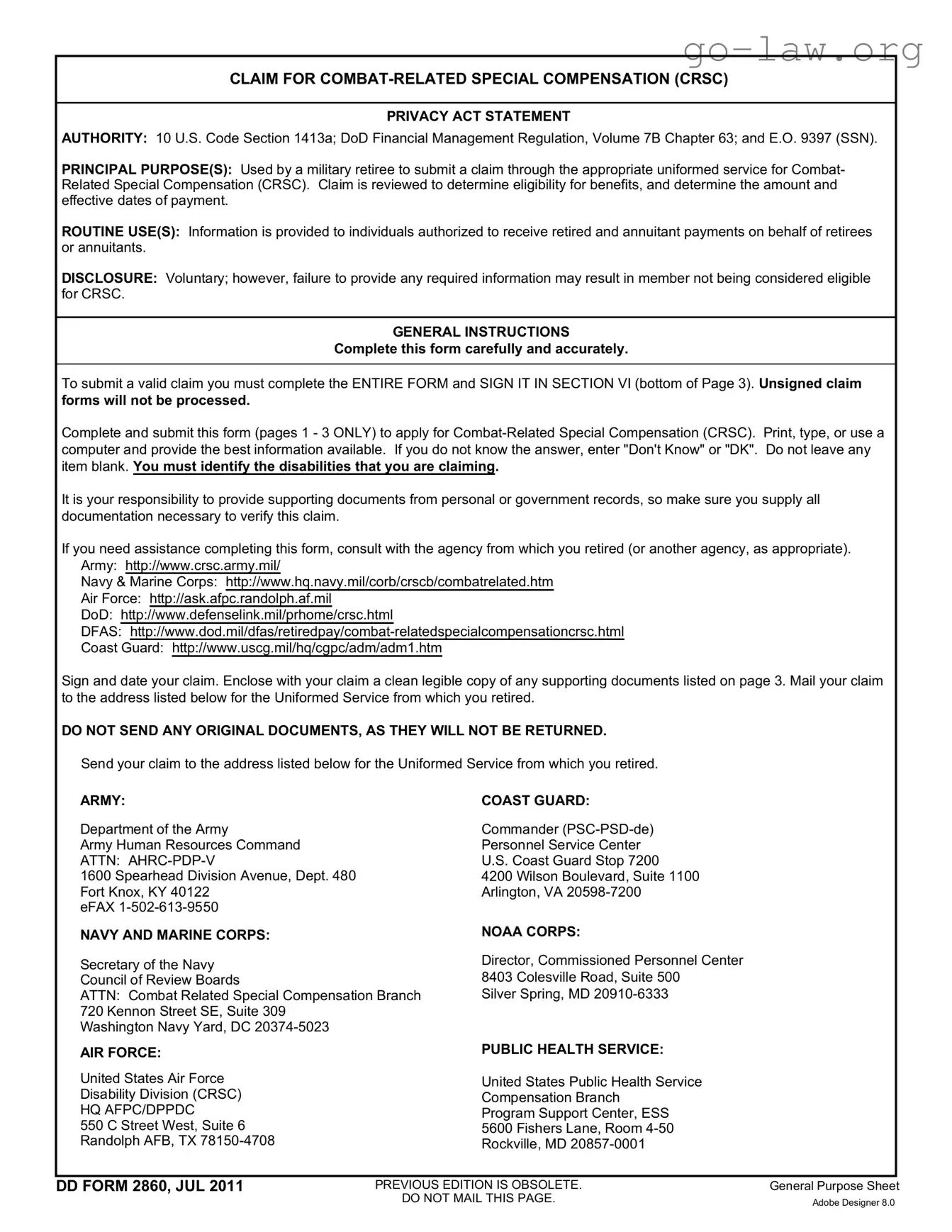 Download Dd 2860 Form in PDF