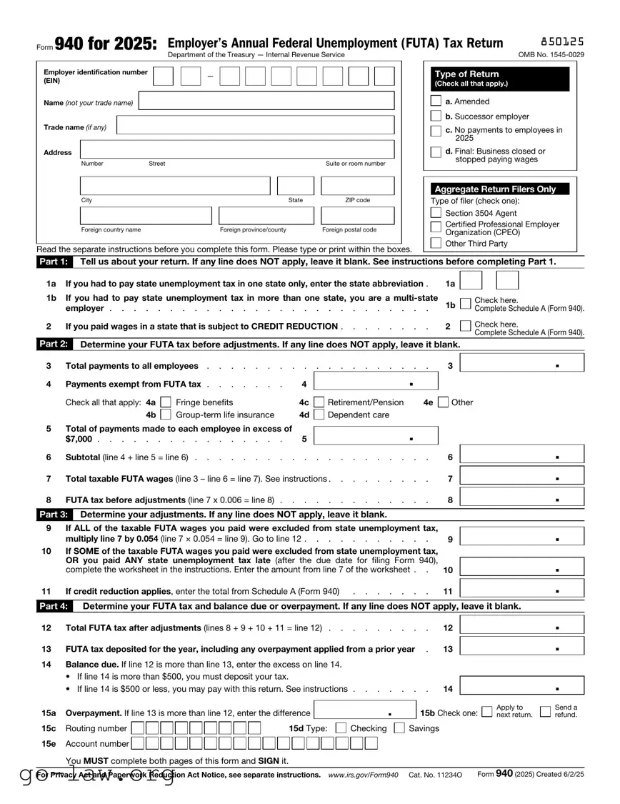 Download IRS 940 Form in PDF