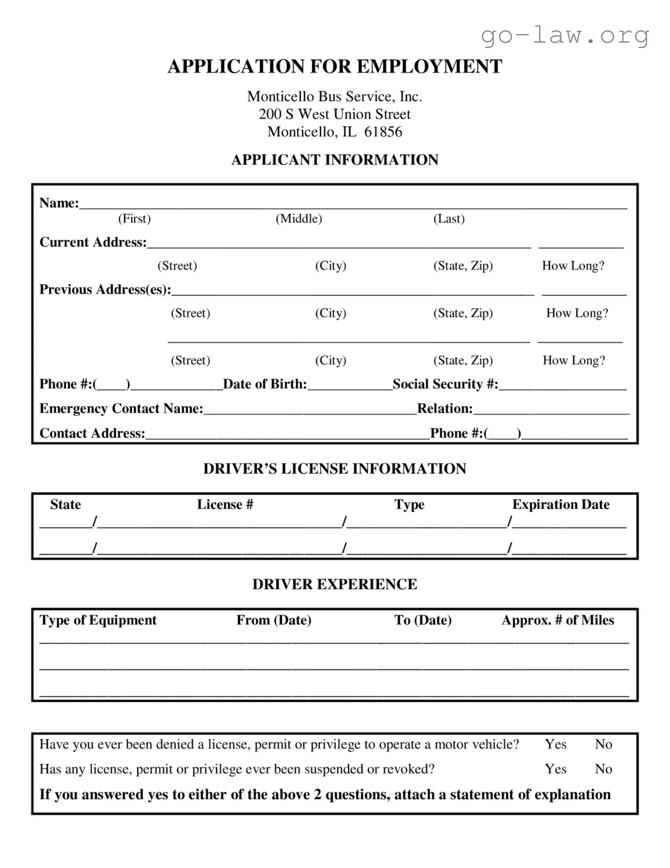 Download Truck Driver Job Form in PDF