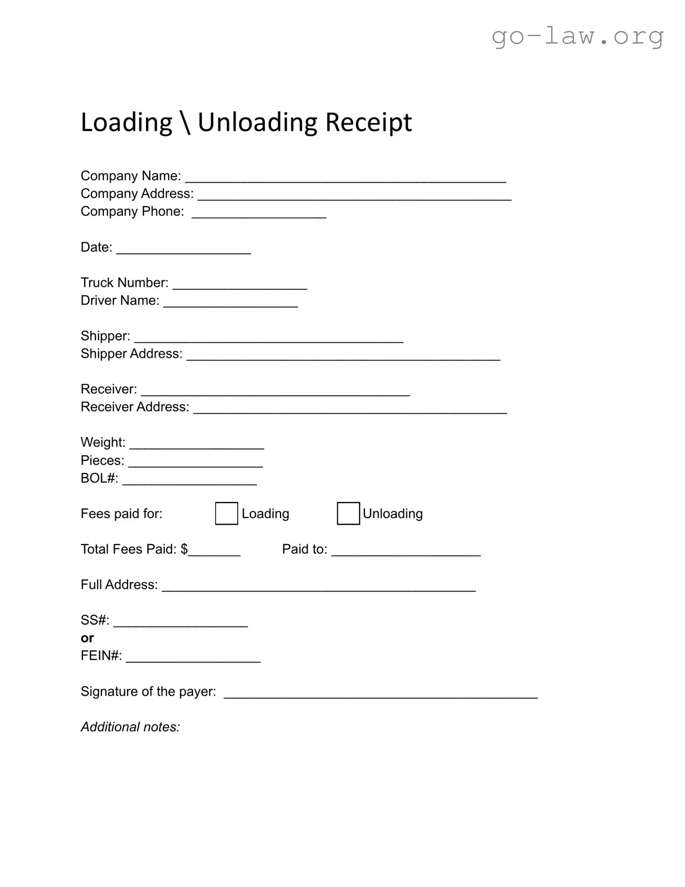Download Lumper Receipt Form in PDF